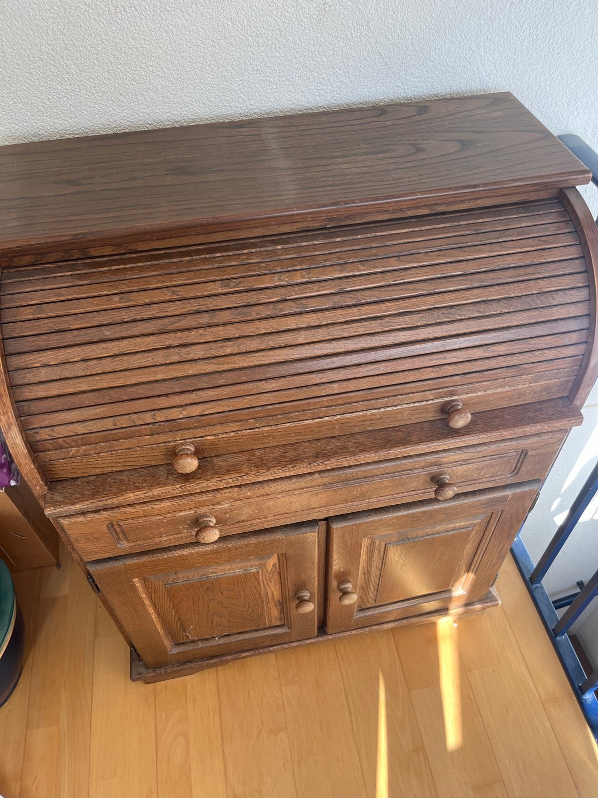 Vintage Secretaire Kastje met Rolluik - 84x102x52 cm, Ophalen, Gebruikt