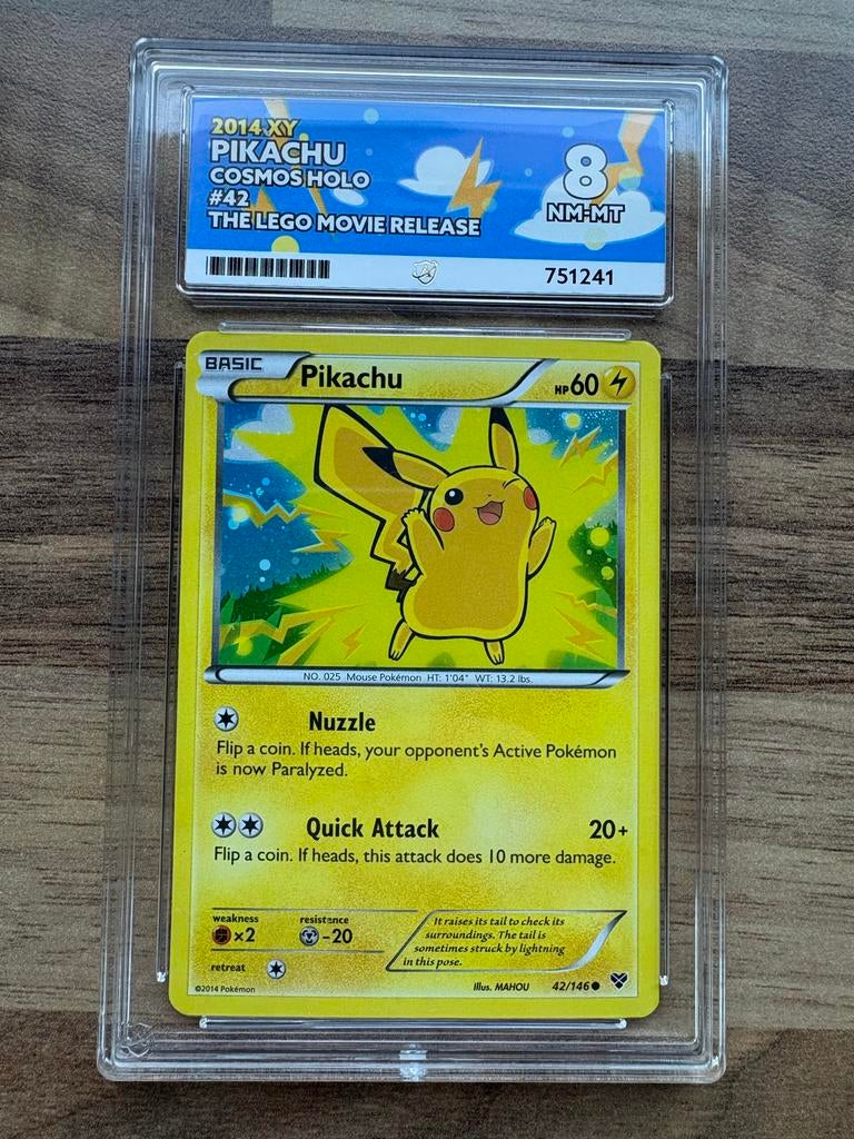 Pikachu Lego Movie Promo Holo Ace 8 Pokémon Kaart, Ophalen of Verzenden, Zo goed als nieuw, Losse kaart, Foil