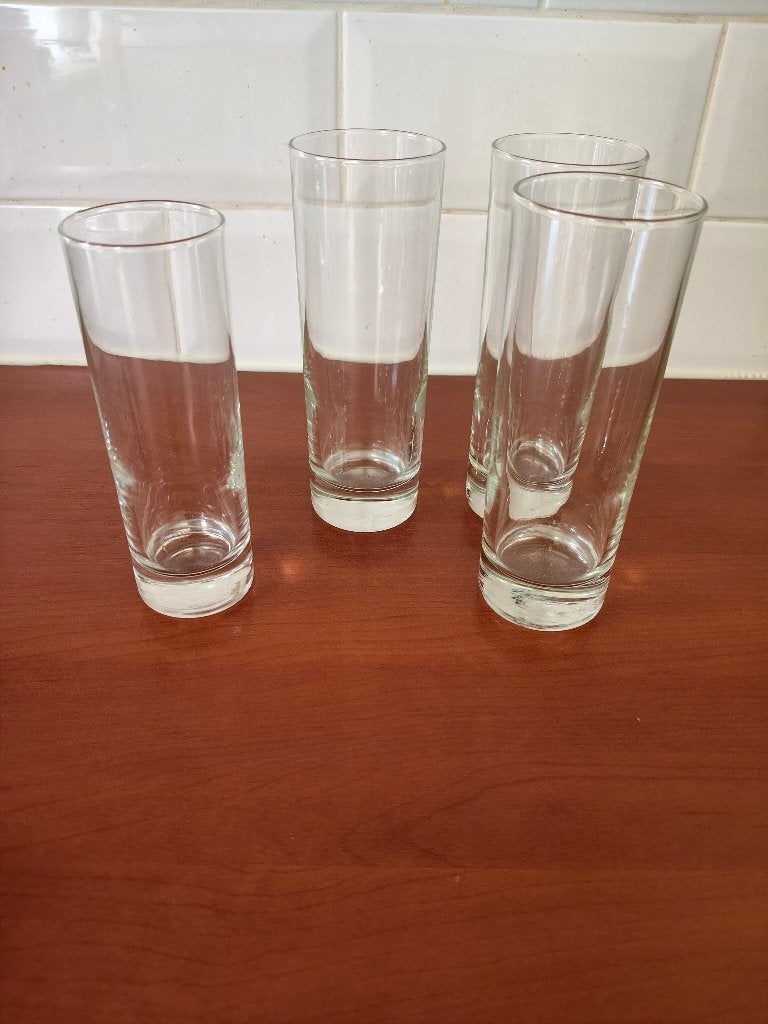 4 glazen / longdrinkglazen, Ophalen, Zo goed als nieuw, Frisdrankglas