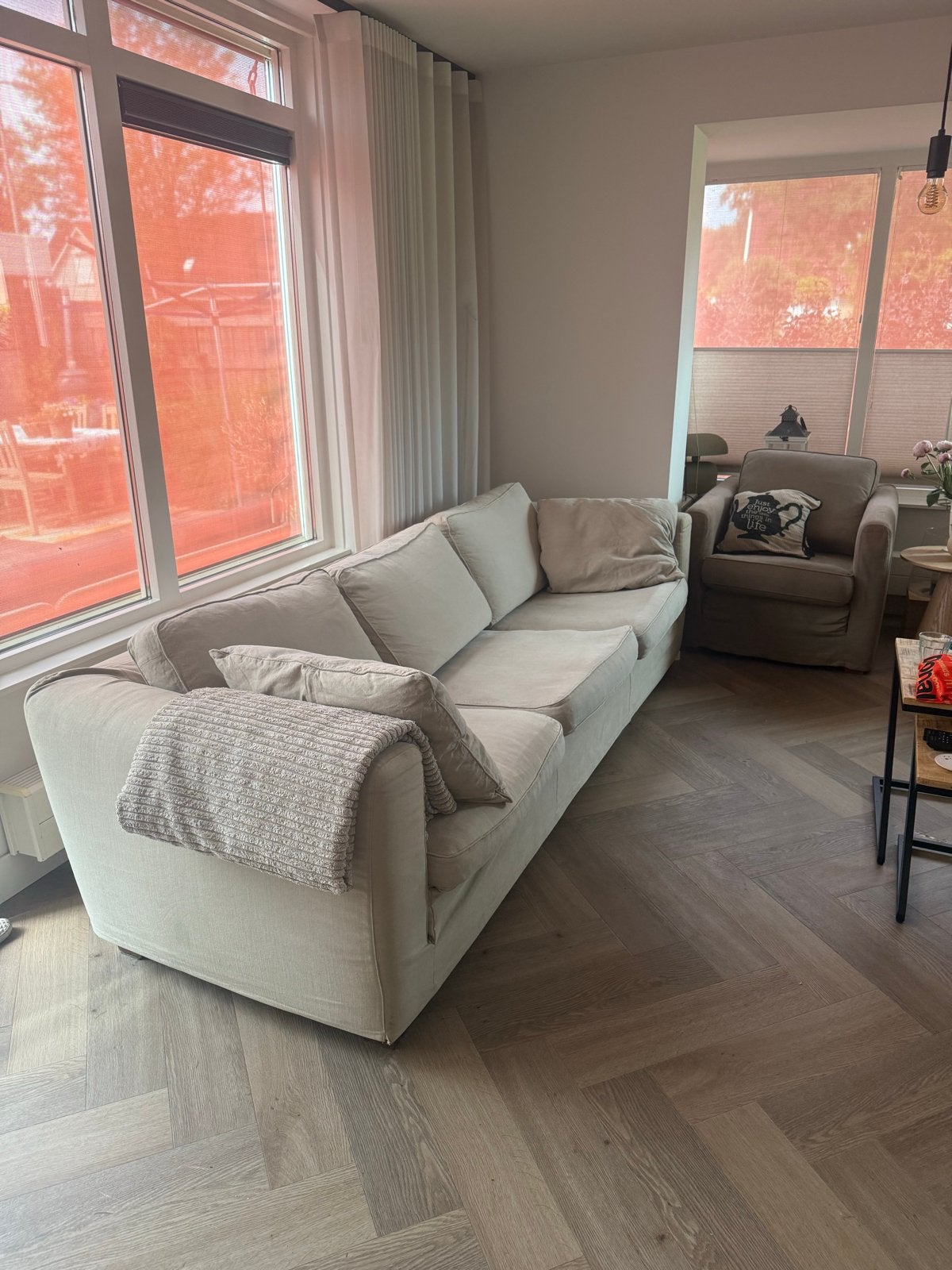 Comfortabele 3-zitsbank met uitwasbare hoezen, Ophalen, 250 tot 300 cm, Gebruikt, Driepersoons