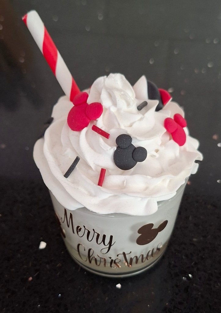Merry Christmas Mickey Mouse decoratieglaasje ijsje/ toefje, Ophalen of Verzenden, Overige figuren, Zo goed als nieuw, Overige typen