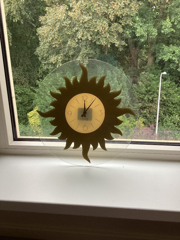 Wandklok glas, Ophalen, Zo goed als nieuw, Analoog, Wandklok