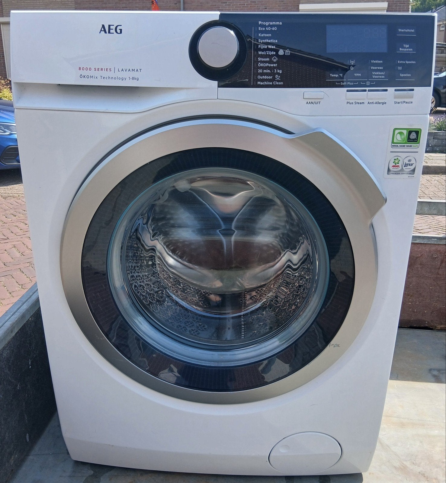 AEG L8FB86ES Wasmachine - Stabilisatiestang defect, 8 tot 10 kg, Ophalen, Gebruikt, Voorlader
