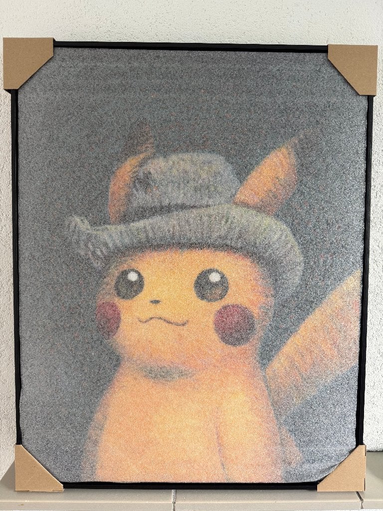 Pokémon x Van Gogh - Pikachu Print met zwarte lijst, Hobby en Vrije tijd, Verzamelkaartspellen | Pokémon, Ophalen of Verzenden