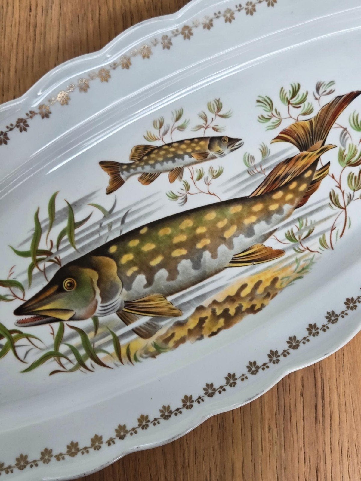 Grote vintage Franse schaal voor vis, uit Limoges streek, Antiek en Kunst, Ophalen of Verzenden