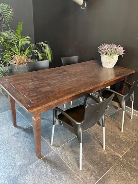 Grote houten eettafel, Huis en Inrichting, Tafels | Eettafels, Ophalen, Gebruikt, 150 tot 200 cm, 200 cm of meer