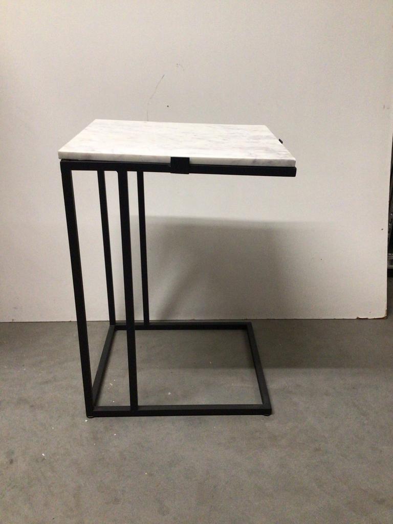 Bijzettafel met marmeren blad, Minder dan 55 cm, Metaal of Aluminium, Rechthoekig, Ophalen