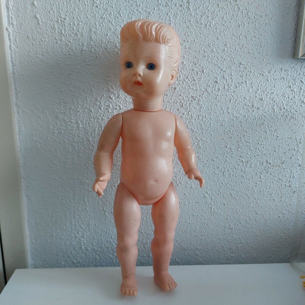 Oude/vintage kader pop made in hong kong 33 cm, Ophalen of Verzenden, Gebruikt, Pop