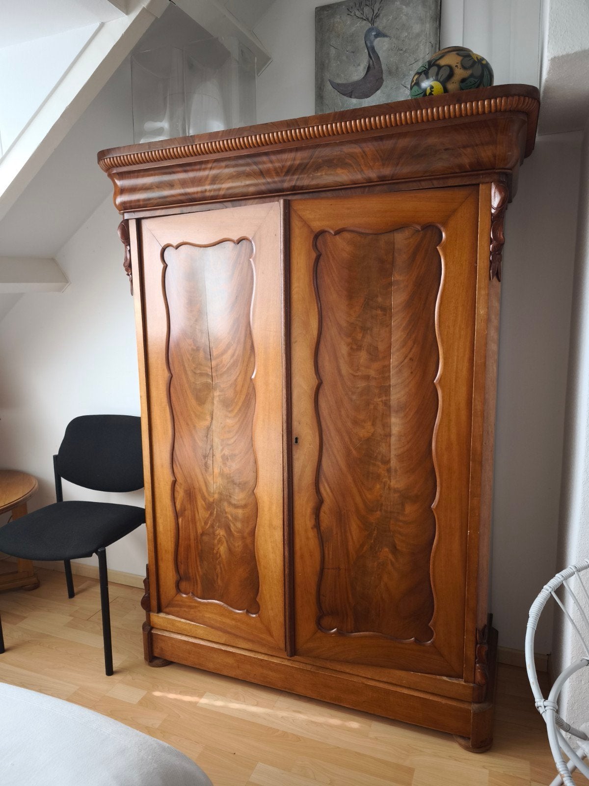 Prachtige Antieke Biedermeier Linnenkast – Mahonie –, Ophalen