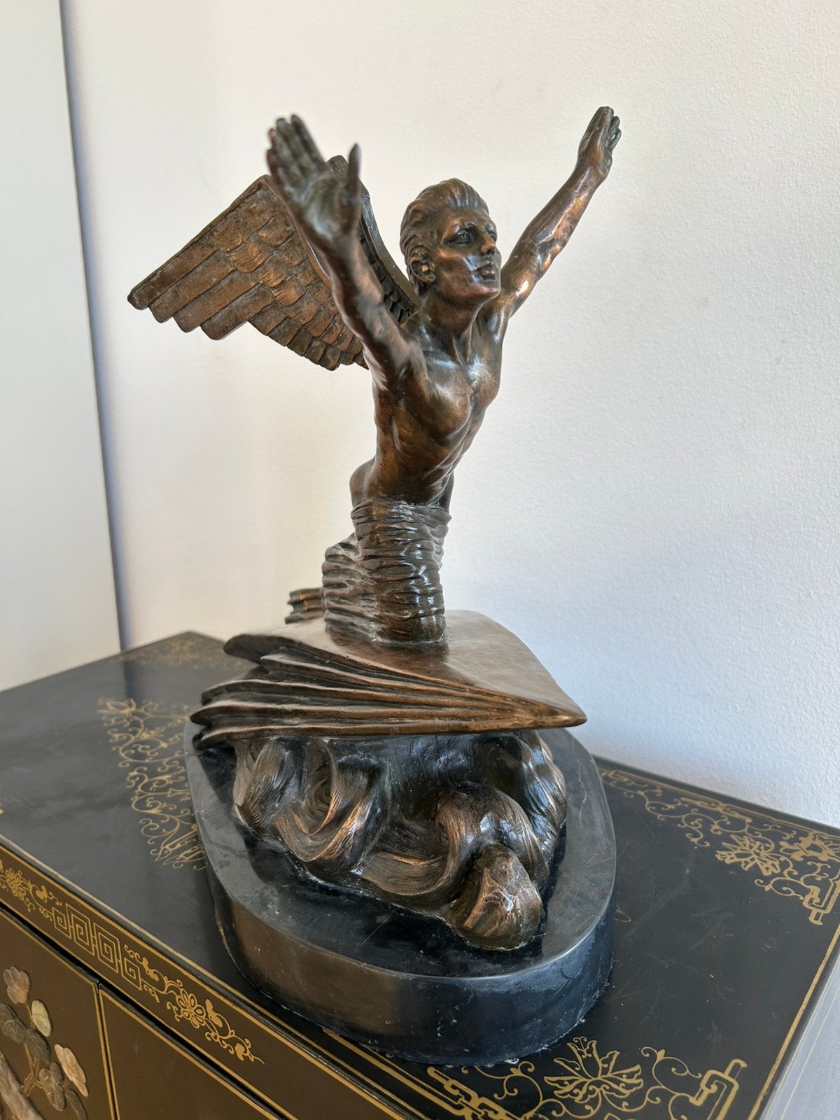 Bronzen Art Deco beeld de aviateur, Ophalen of Verzenden