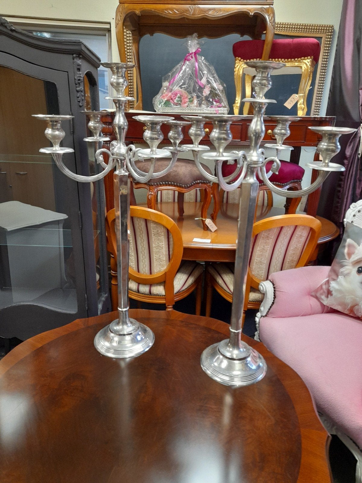 2 x mooie hoge kandelaars ca 1 meter hoog 65.00 p.s, Antiek en Kunst, Ophalen of Verzenden, Koper of Brons