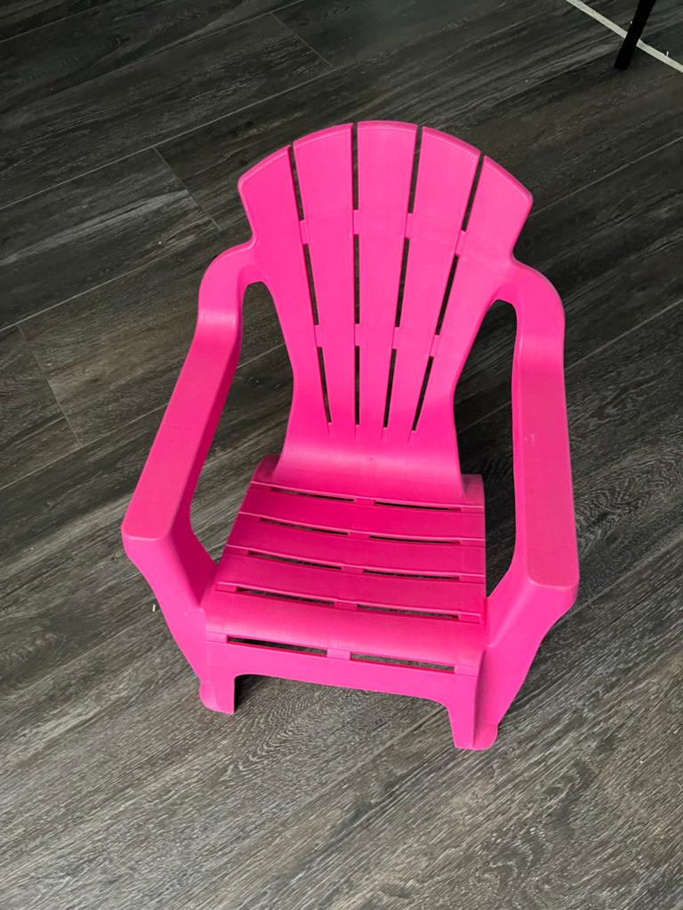 Roze kunststof kinderstoel, tuinstoel, strandstoel, Tuin en Terras, Ophalen, Gebruikt, Kunststof