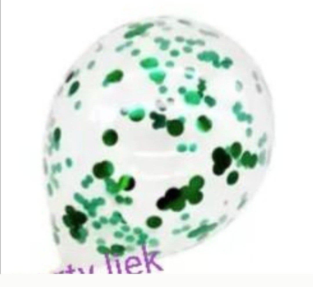 10 x blauwgroene en 5x groene confetti ballonnen nr C626b, Ophalen of Verzenden, Nieuw, Versiering, Verjaardag