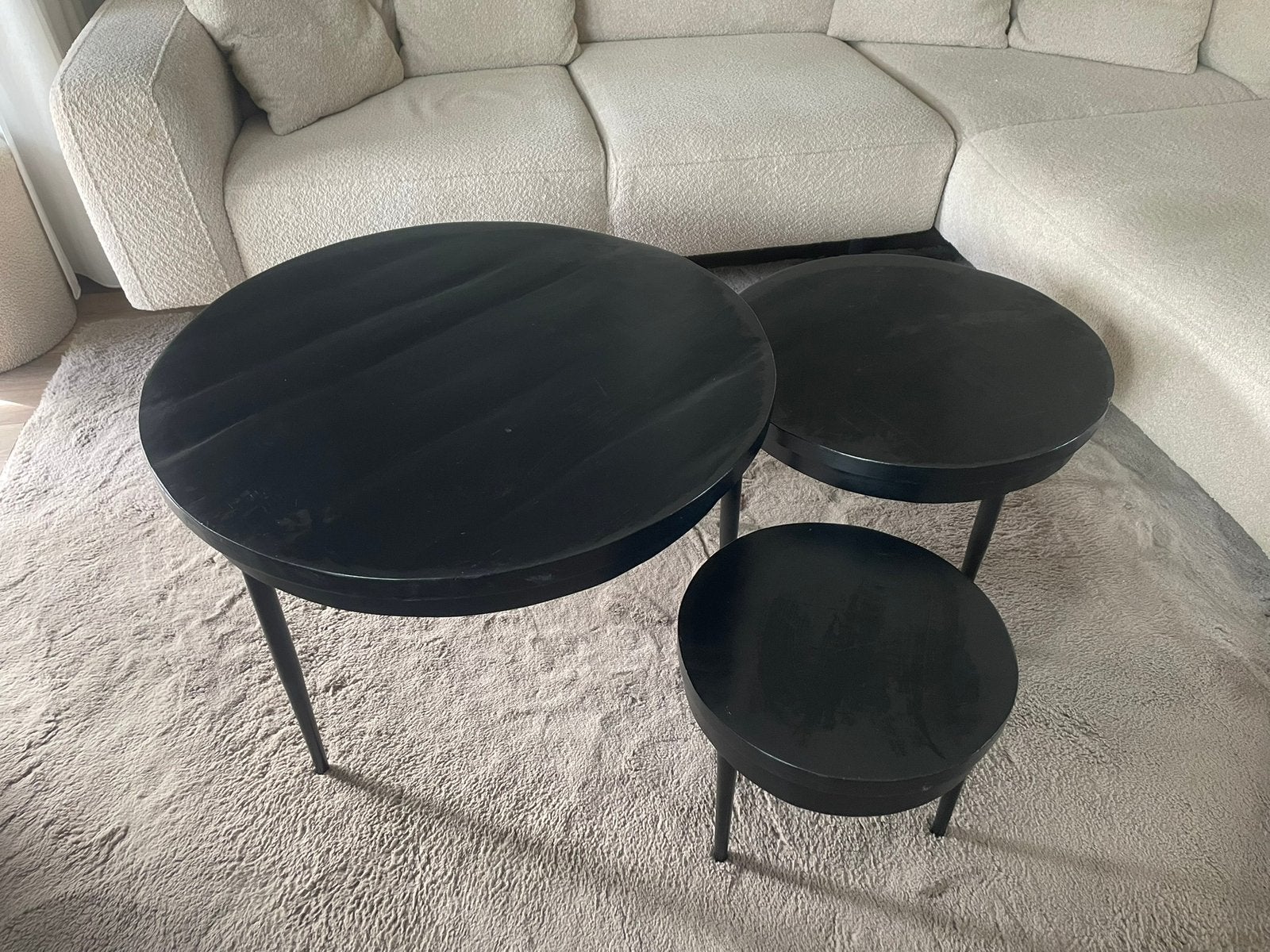 Set van 3 stevige, prachtige salontafels, Ophalen, Zo goed als nieuw, Rond, 50 tot 100 cm