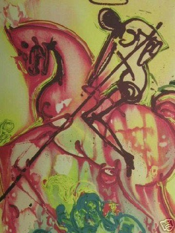 Salvador Dalí (1904) Lithografie "Cheval St George" Ges Gel, Gesigneerd in de plaat, Ophalen of Verzenden, Lithografie, Dieren en Natuur