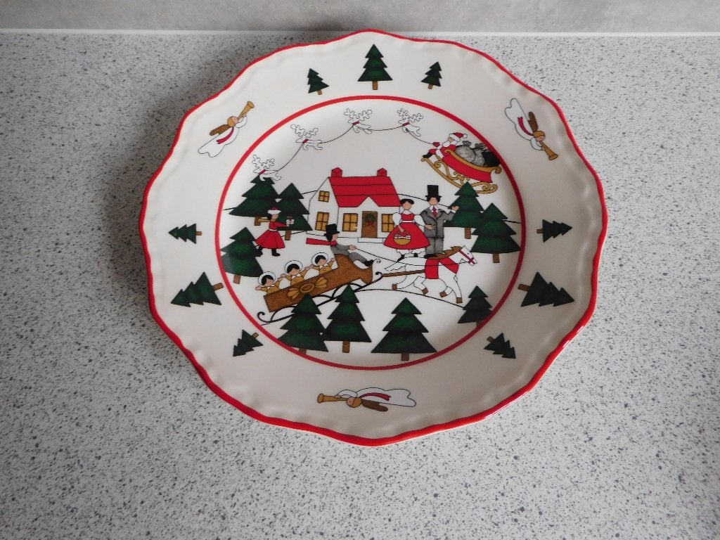 Bord Marsten Madrajji 1983 Christmas Village Mason's - 20 cm, Huis en Inrichting, Overige merken, Keramiek, Vintage, Ophalen of Verzenden
