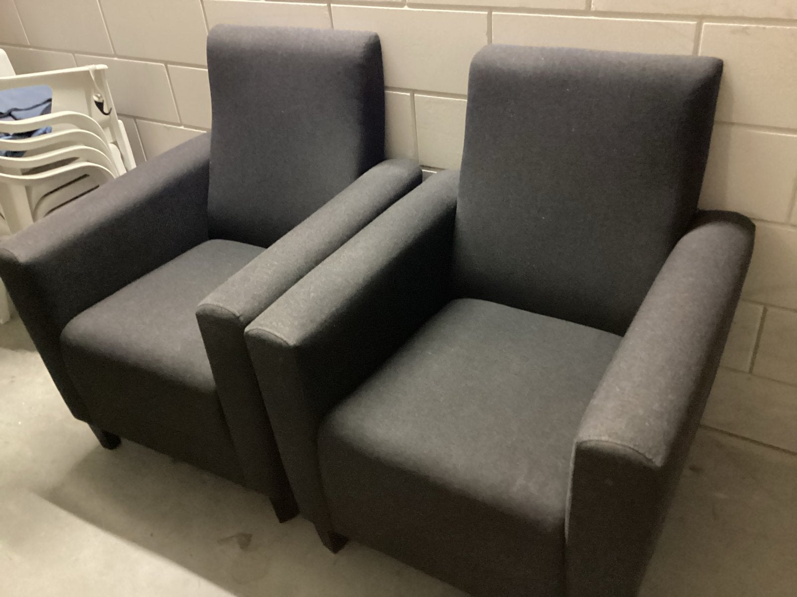 2x Antraciet Fauteuils met hoge rug, Huis en Inrichting, Ophalen, Gebruikt, Stof, 75 tot 100 cm