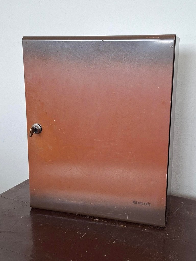 vintage Brabantia medicijnkastje retro design bruin metaal, Minder dan 50 cm, Gebruikt, Overige typen, Ophalen of Verzenden