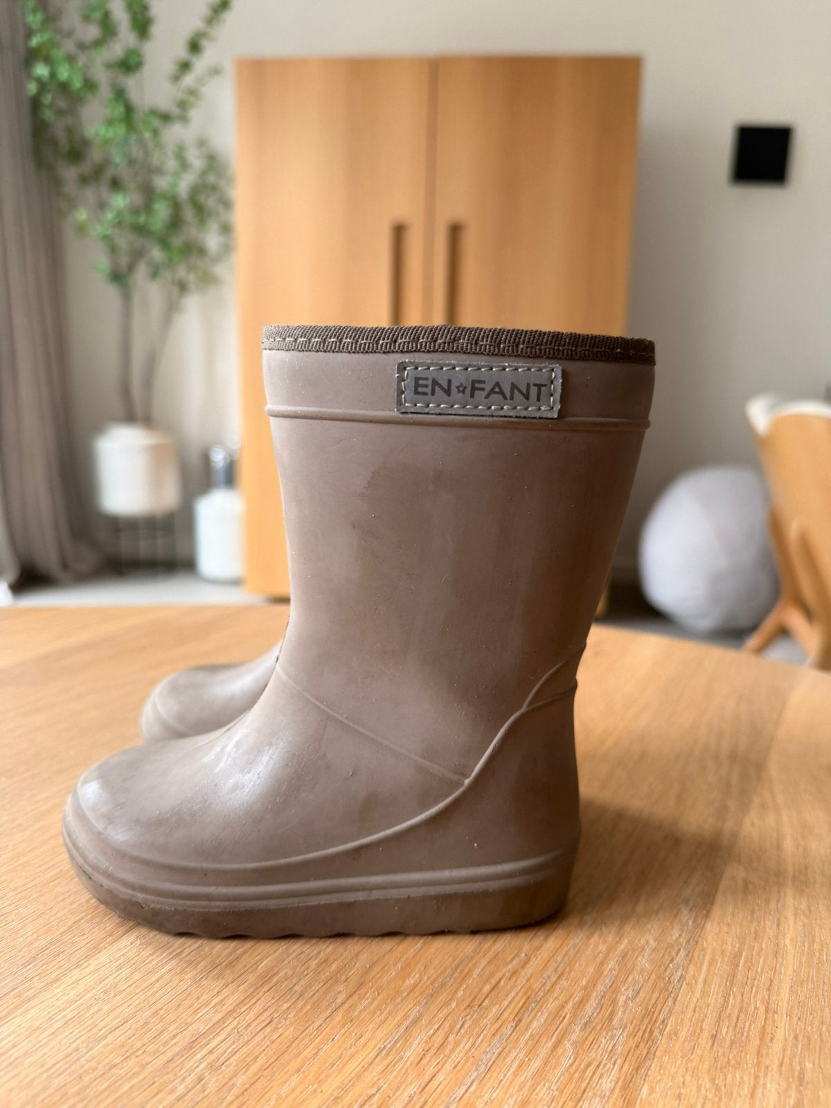 EN FANT Wool-Lined Rubber Boots (Taupe / Warm Grey) 23, Jongen of Meisje, Ophalen of Verzenden, Laarzen, Zo goed als nieuw