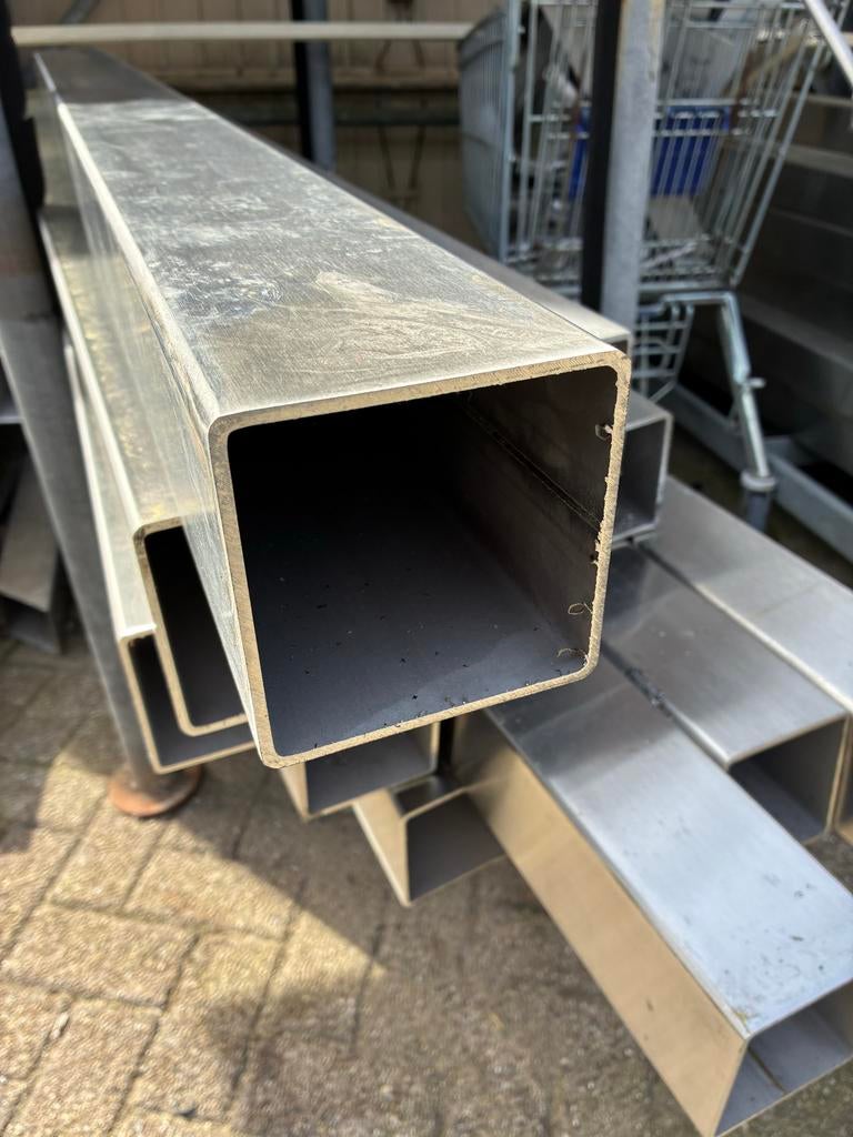 RVS 316 Koker 100x100x4mm, TIG gelast, geborsteld, Ophalen, Nieuw, Overige metalen