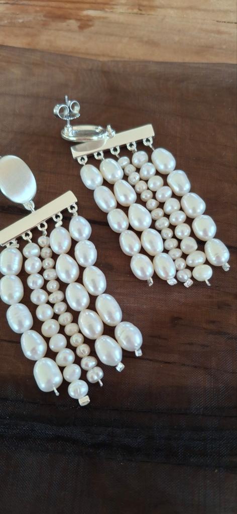 Paulie Pocket Oorbellen met Parels en Zilver, Sieraden, Tassen en Uiterlijk, Oorbellen, Hangers, Wit, Nieuw, Ophalen of Verzenden