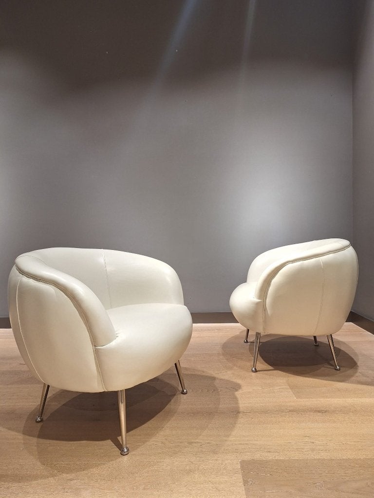 Twee Lederen Italiaanse Kuipstoelen, gebruikt in Netflix, Ophalen, Gebruikt, 75 tot 100 cm