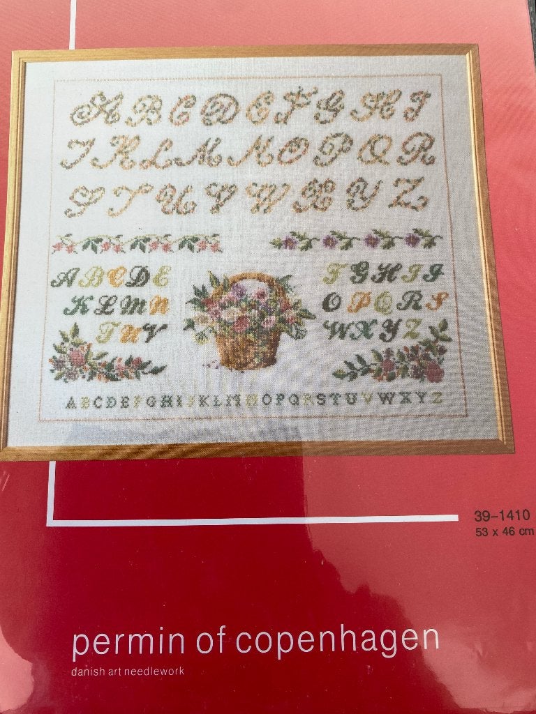 BORDUURPAKKET PERMIN FLOWER ABC, Verzenden, Nieuw, Handborduren, Borduurpakket