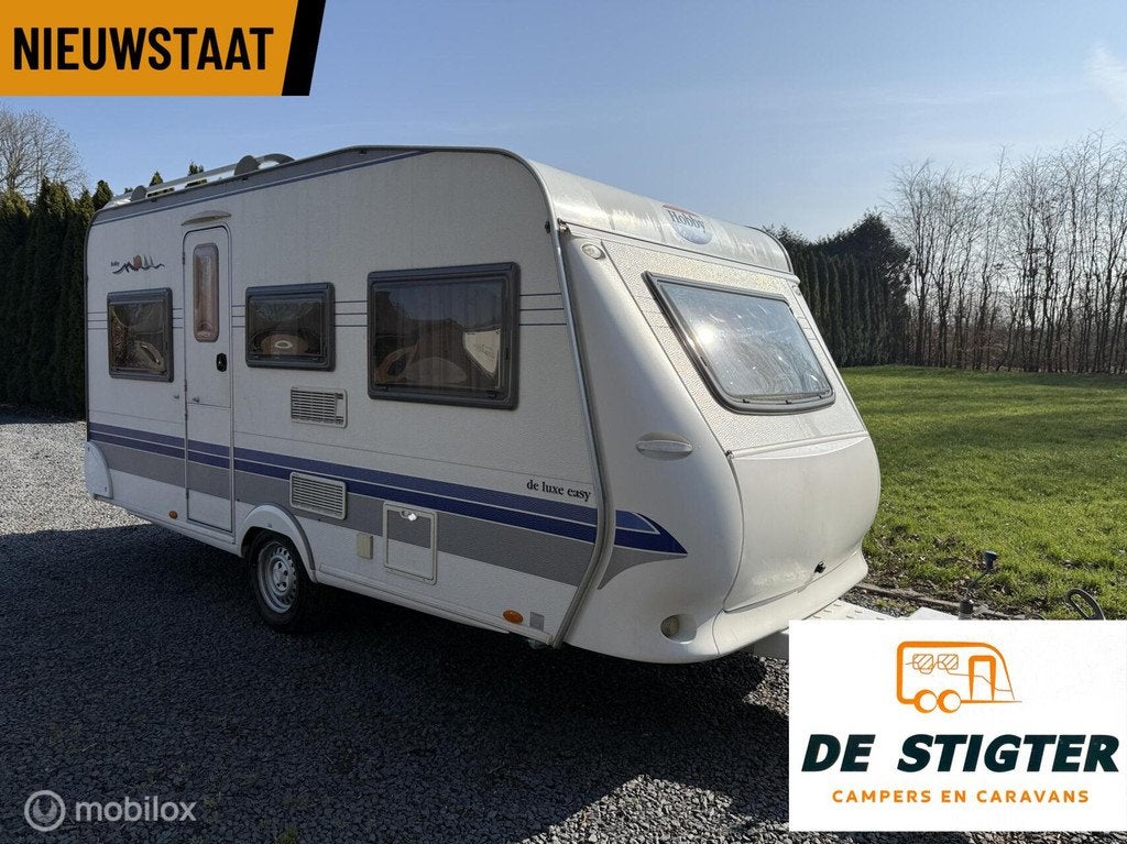 Hobby 450 UF de Luxe easy vastbed Rondzit Voortent Luifel, Caravans en Kamperen, Caravans, Hobby, Bedrijf, Koelkast, 6 tot 7 meter