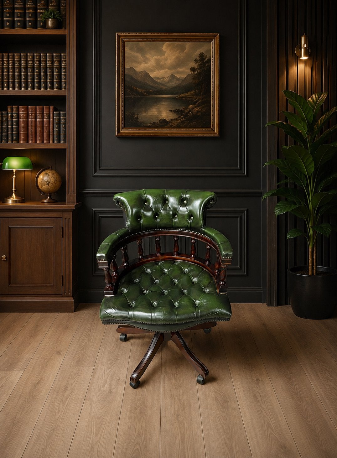 Orginele Chesterfield Lederen Captain’s Chair !!!, Huis en Inrichting, Ophalen of Verzenden, Zo goed als nieuw, Zwart