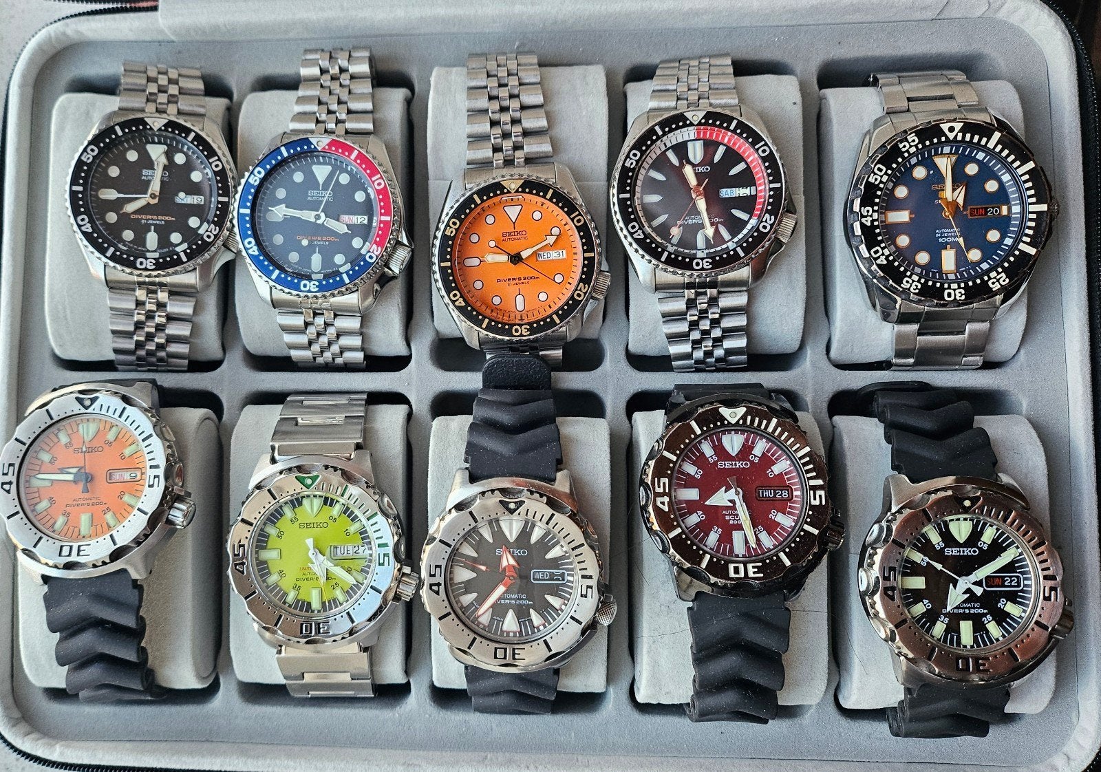 Grote Seiko horloge verzameling - Duikhorloges en meer, Ophalen of Verzenden, Zo goed als nieuw, Zwart, IOS