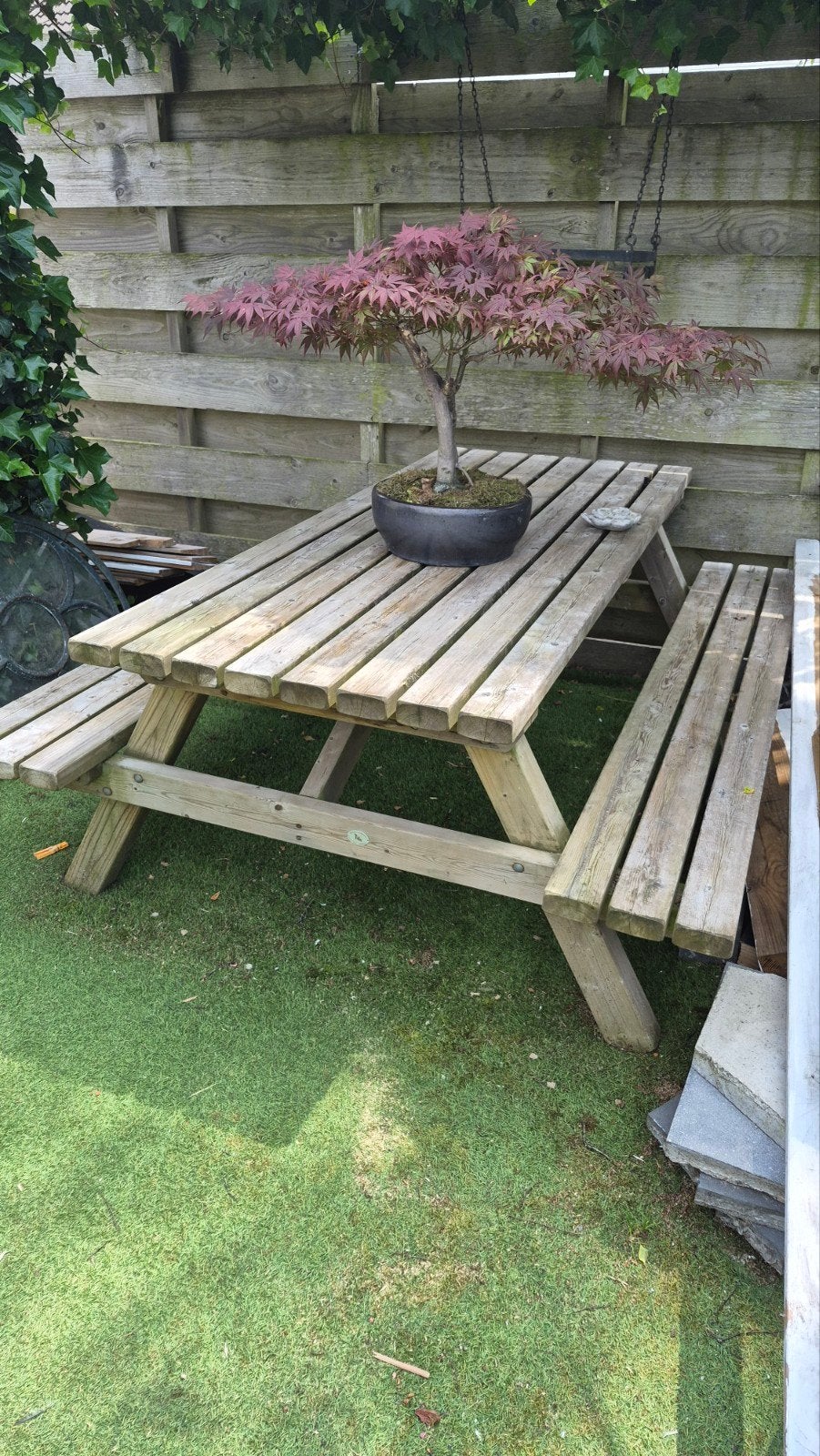 Robuuste picknicktafel van 200x160 cm., Tuin en Terras, Picknicktafels, Ophalen, Rechthoekig, Hout