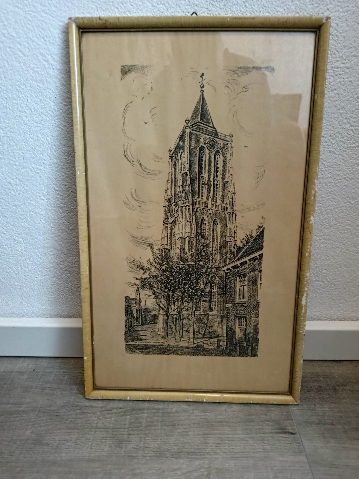 Pentekening/Ets lengte 52cm breed 32cm, Ophalen of Verzenden
