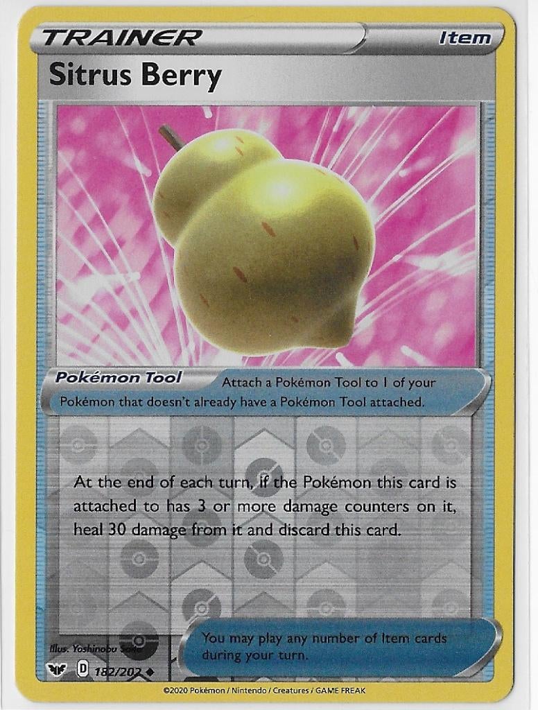 Sword & Shield,  Sitrus Berry [reverse] 182/202, Hobby en Vrije tijd, Verzamelkaartspellen | Pokémon, Nieuw, Losse kaart, Ophalen of Verzenden
