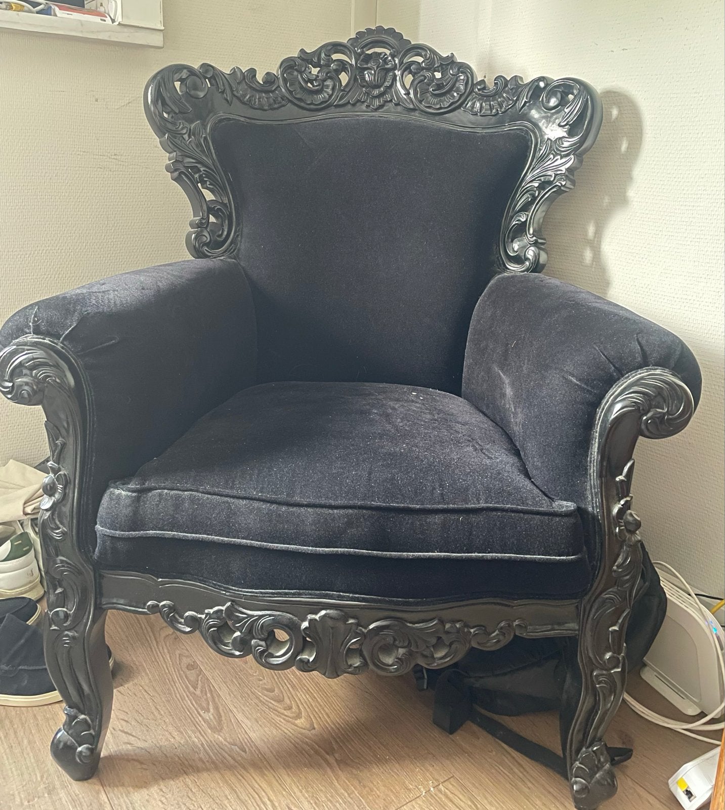 2 Barokke Zwarte Fauteuils - prijs p stoel, Ophalen