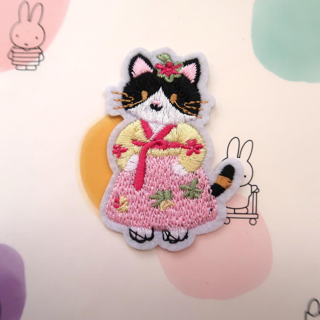 Modieuze Hanbok Kat opstrijkplaatje Patch Badge Applique, Verzenden, Nieuw, Overige applicaties