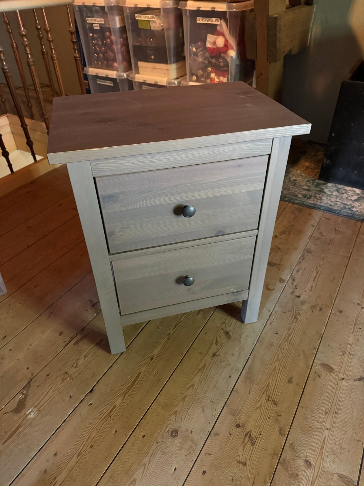 Ikea kastje met 2 lades - Grijs/Bruin, Ophalen, Minder dan 50 cm, Gebruikt, 1 of 2 laden