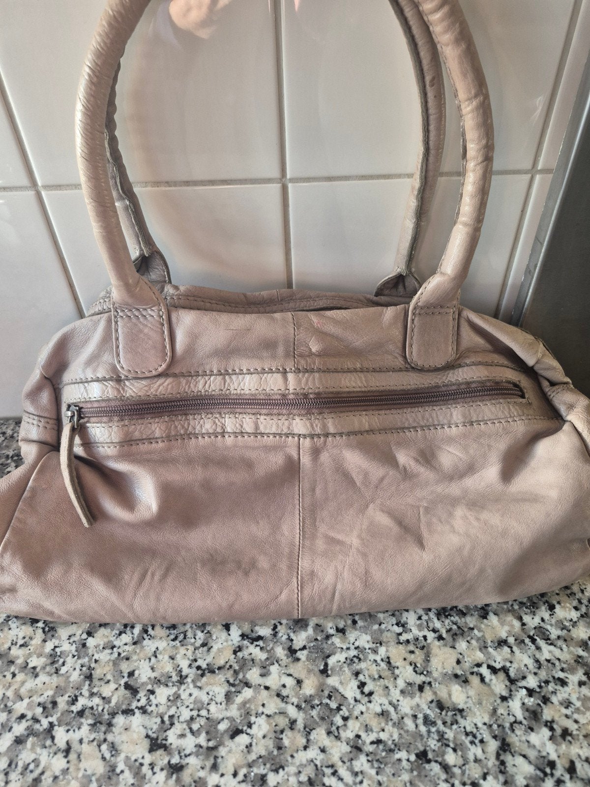 Spikes & Sparrow handtas - Beige leer, Ophalen of Verzenden, Gebruikt, Beige, Handtas