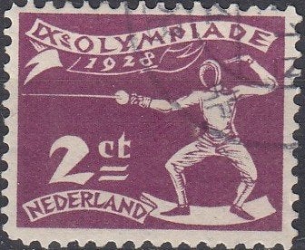 Nederland 2.23.7- 1928- Olympiade- Schermer- NVPH-213- G, Verzenden, T/m 1940, Gestempeld