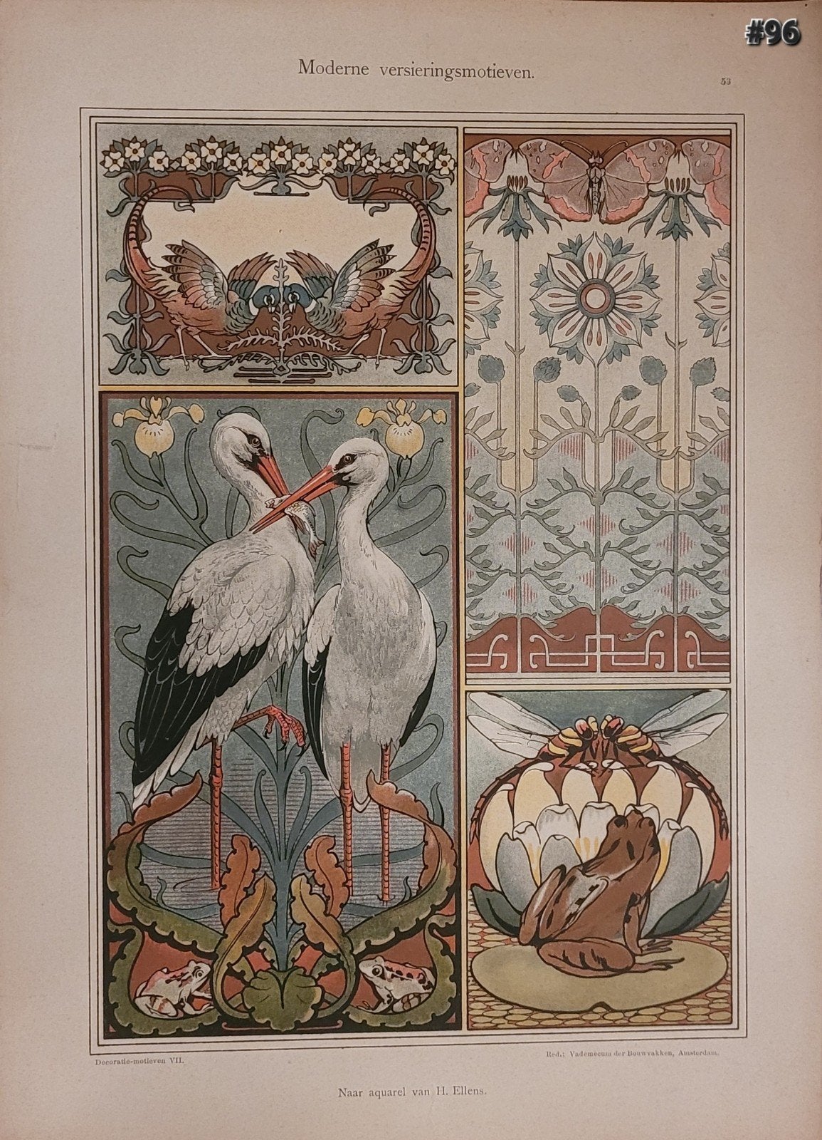 Antieke chromolitho's. vademecum der bouwvakken per stuk! #5, Antiek en Kunst, Origineel, Verzenden, Overige onderwerpen, Lithografie