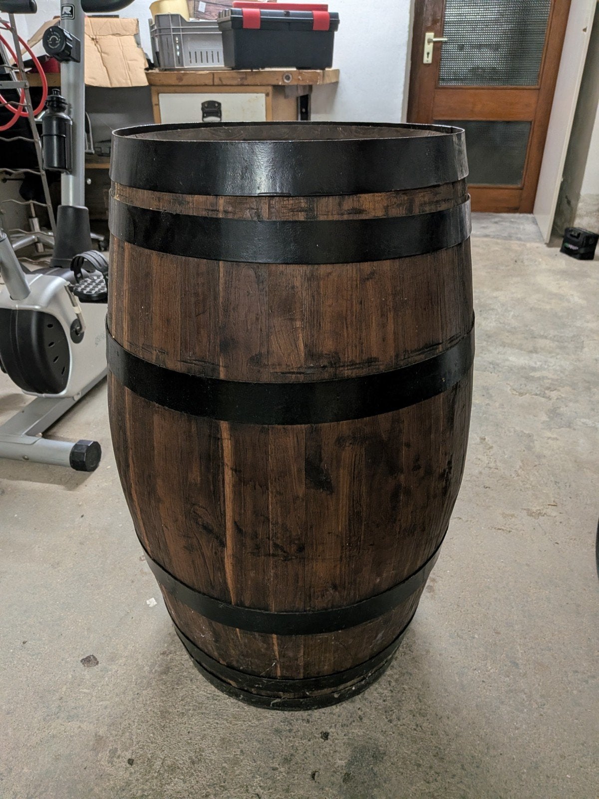 Decoratieve Houten Ton  wijn vat 45 cm diameter, 80 cm hoog, Ophalen