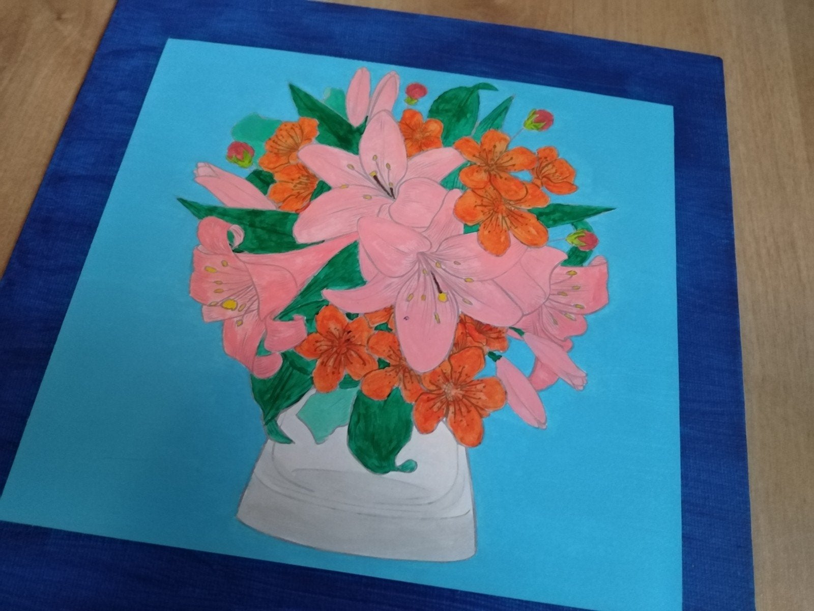 geschilderde canvas met bloemen, Minder dan 50 cm, Nieuw, Ophalen of Verzenden, Schilderij