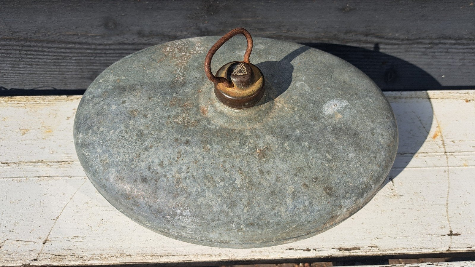 Brocante Zinken Ovale Kruik uit Frankrijk, Ophalen of Verzenden