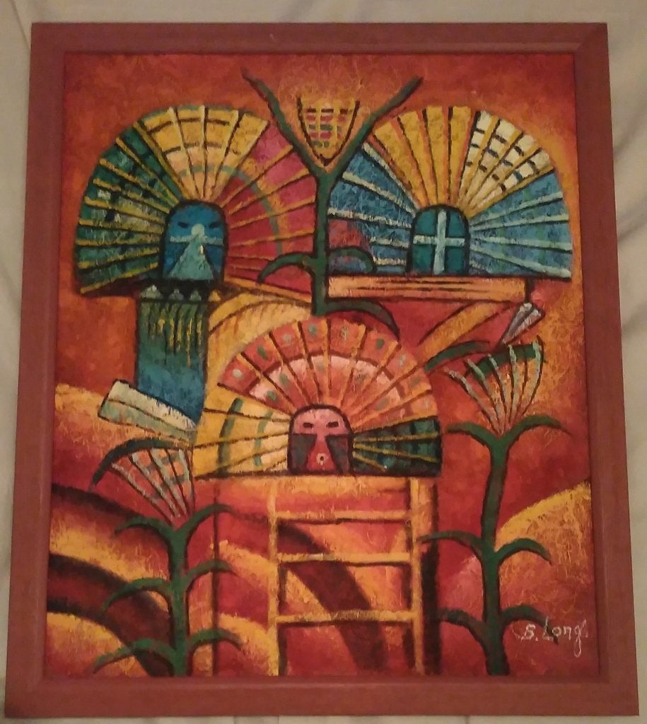 schilderij B Long Azteken, Ophalen of Verzenden