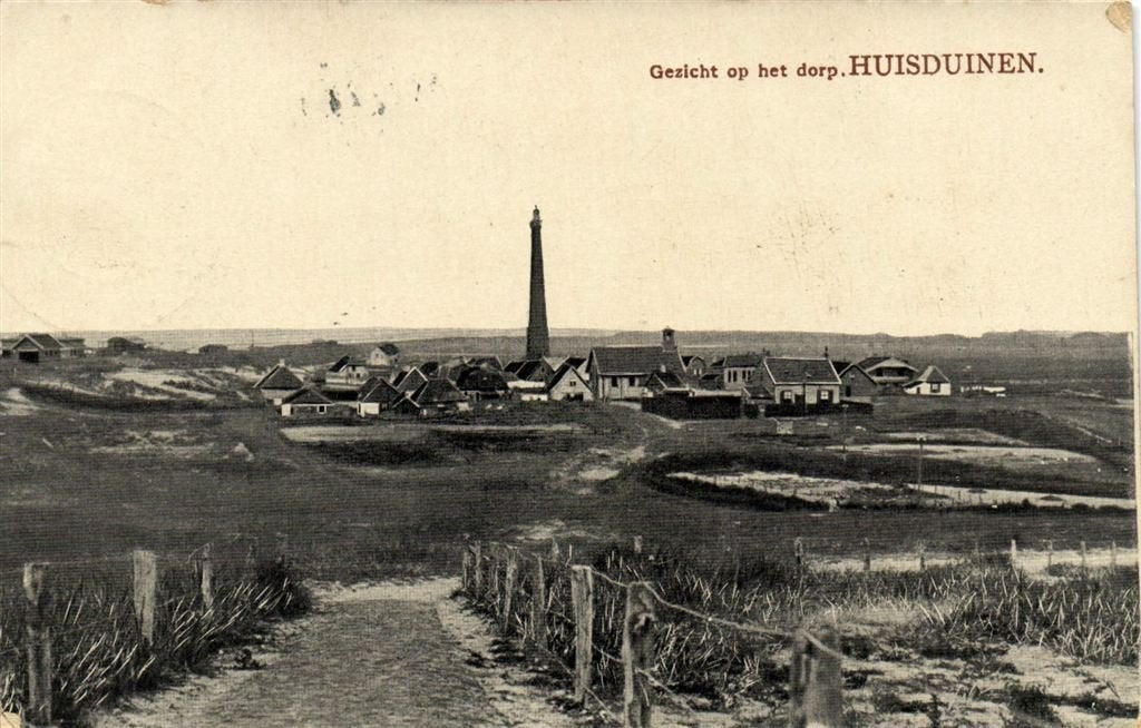 Gezicht op het dorp. Huisduinen. - vuurtoren - 1908 gelopen, Verzamelen, Verzenden, Voor 1920, Gelopen, Zeeland