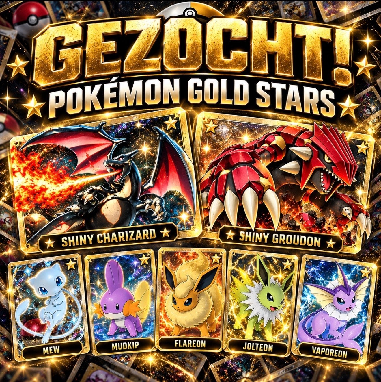 Gezocht: Pokémon Gold Star kaarten (diverse condities), Ophalen, Gebruikt, Losse kaart, Foil
