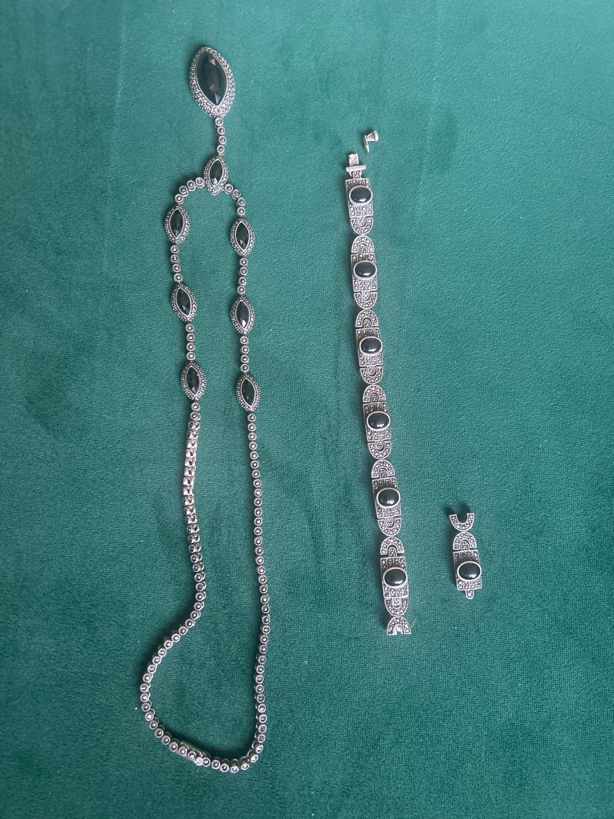 Zilveren 925 Armband met Marcasiet en Onyx Stenen, Ophalen of Verzenden, Gebruikt, Zilver, Met edelsteen