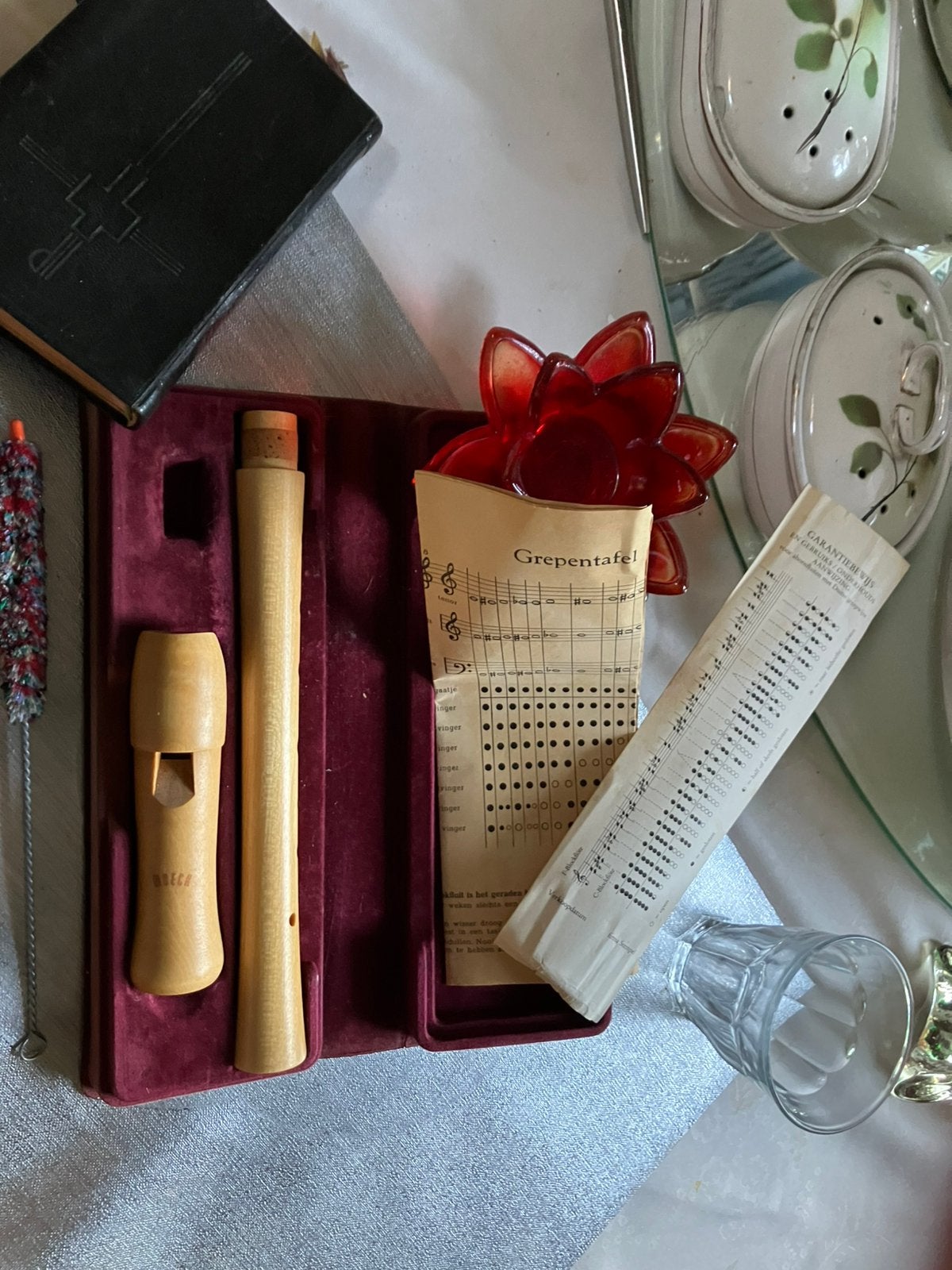 Blokfluit in leren etui, Ophalen of Verzenden