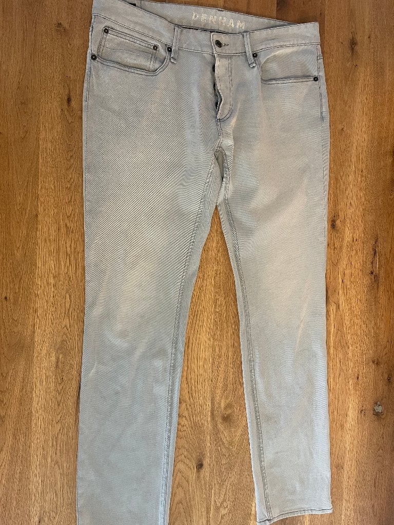 E031 Jeans Spijkerbroek Denham Razor Slim Fit, W36 - W38 (confectie 52/54), Ophalen of Verzenden, Grijs, Gedragen