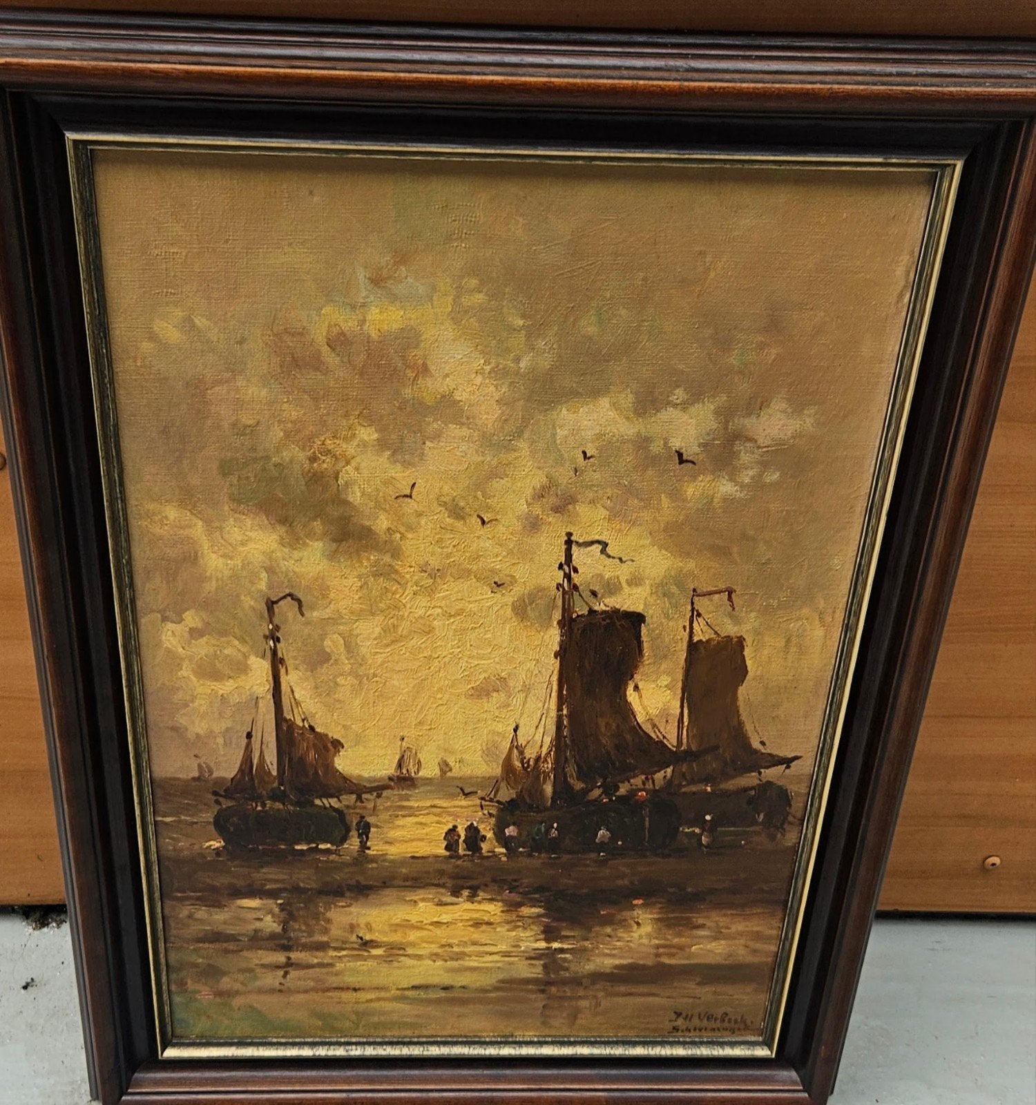 J.H. Verbeek - Scheveningen - Maritiem op paneel (ca. 1920), Antiek en Kunst, Ophalen