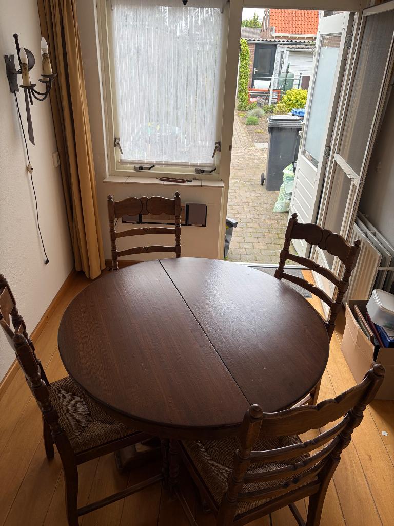 Eetkamertafel met 6 stoelen, Ophalen, Gebruikt, Jaren 60/70, 4 tot 6 stoelen